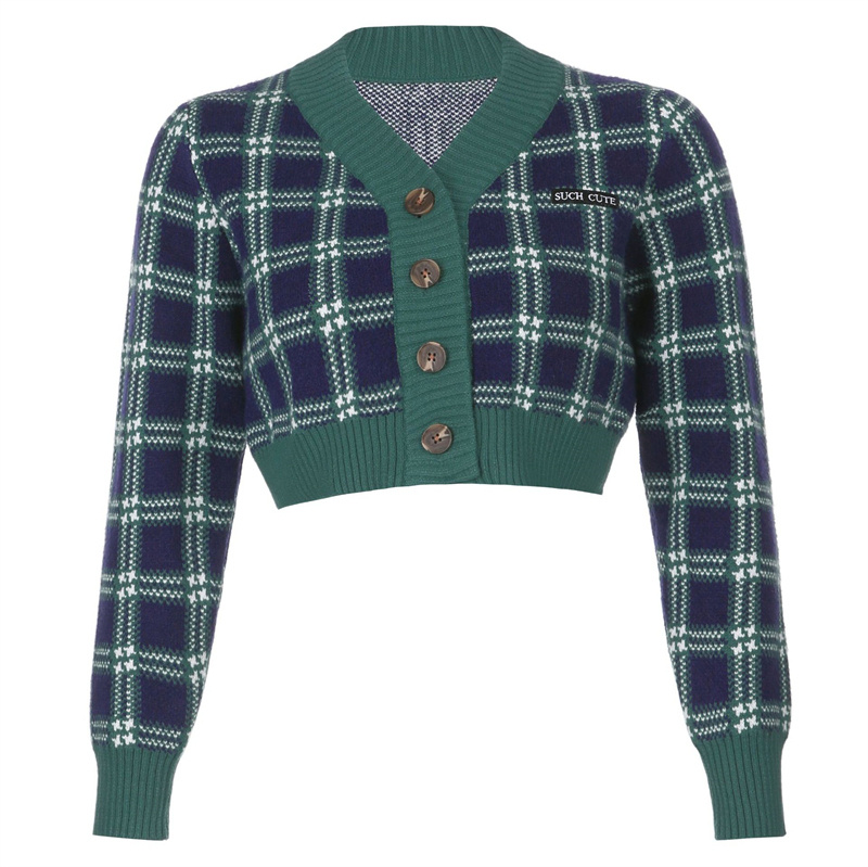 green long sleeves cropped cardigans